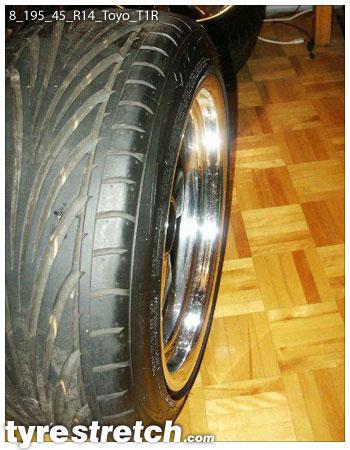 An example of tyre stretch: 195/45 R14 on 8.0J – TOYO