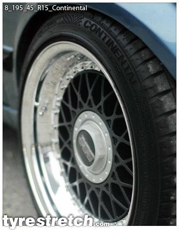 An example of tyre stretch: 195/45 R15 on 8.0J – CONTINENTAL