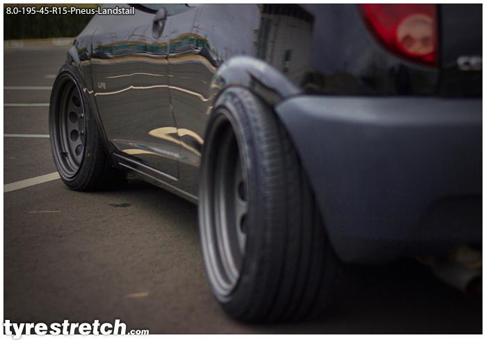 An example of tyre stretch: 195/45 R15 on 8.0J – LANDSAIL