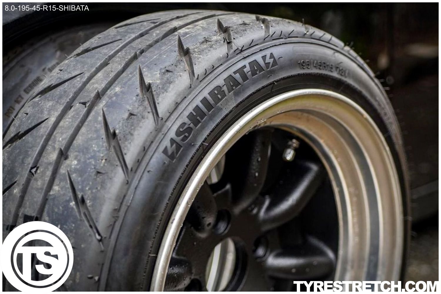 An example of tyre stretch: 195/45 R15 on 8.0J – SHIBATA