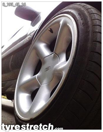 An example of tyre stretch: 195/45 R16 on 8.0J