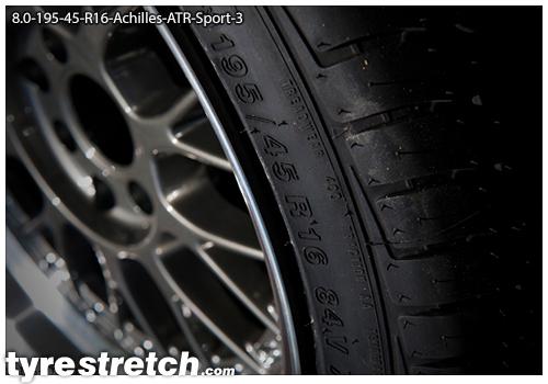 An example of tyre stretch: 195/45 R16 on 8.0J – ACHILLES