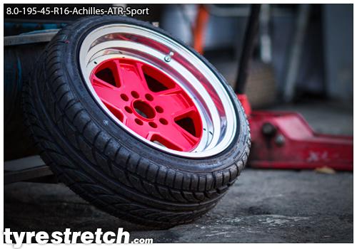 An example of tyre stretch: 195/45 R16 on 8.0J – ACHILLES
