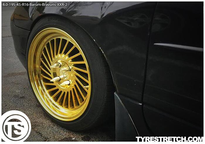 An example of tyre stretch: 195/45 R16 on 8.0J – BARUM (XXR)