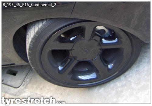 An example of tyre stretch: 195/45 R16 on 8.0J – CONTINENTAL