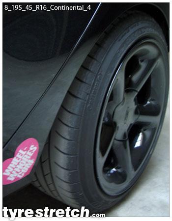 An example of tyre stretch: 195/45 R16 on 8.0J – CONTINENTAL