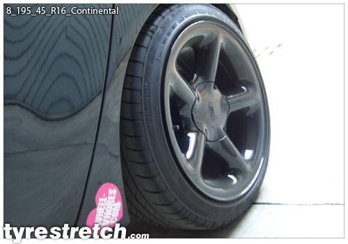 An example of tyre stretch: 195/45 R16 on 8.0J – CONTINENTAL