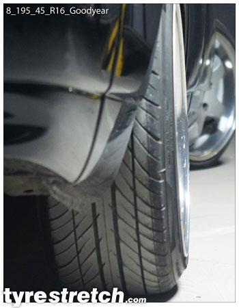 An example of tyre stretch: 195/45 R16 on 8.0J – GOODYEAR