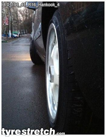 An example of tyre stretch: 195/45 R16 on 8.0J – HANKOOK