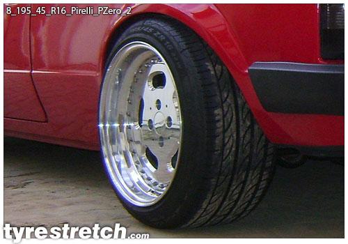 An example of tyre stretch: 195/45 R16 on 8.0J – PIRELLI