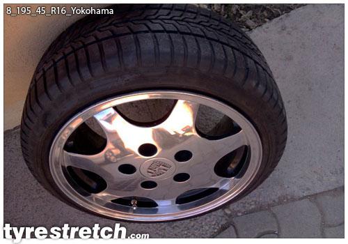 An example of tyre stretch: 195/45 R16 on 8.0J – YOKOHAMA