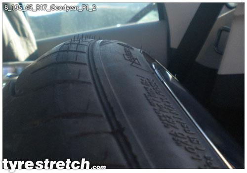An example of tyre stretch: 195/45 R17 on 8.0J – GOODYEAR