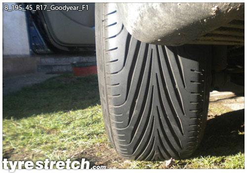 An example of tyre stretch: 195/45 R17 on 8.0J – GOODYEAR