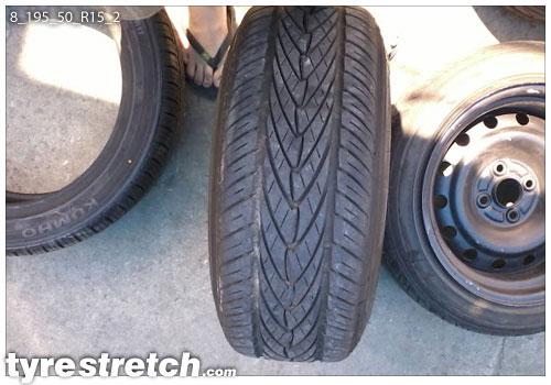 An example of tyre stretch: 195/50 R15 on 8.0J
