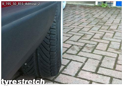 An example of tyre stretch: 195/50 R15 on 8.0J – ADMIRAL