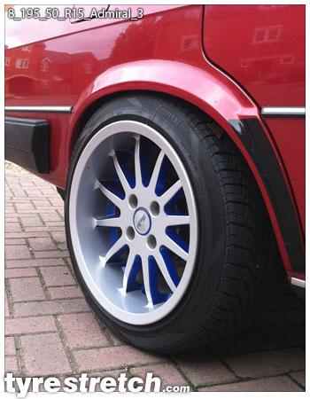 An example of tyre stretch: 195/50 R15 on 8.0J – ADMIRAL