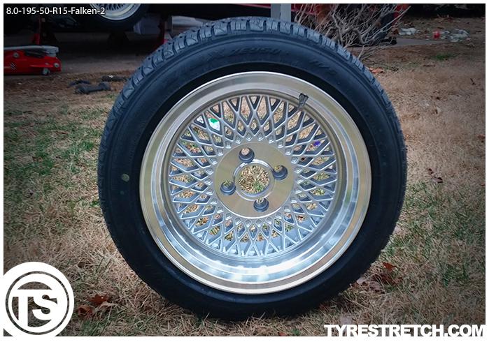 An example of tyre stretch: 195/50 R15 on 8.0J – FALKEN