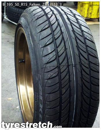 An example of tyre stretch: 195/50 R15 on 8.0J – FALKEN