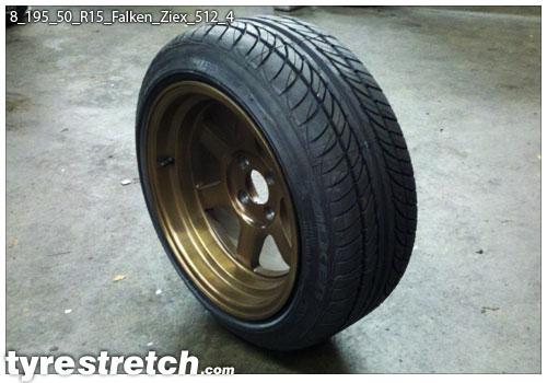 An example of tyre stretch: 195/50 R15 on 8.0J – FALKEN