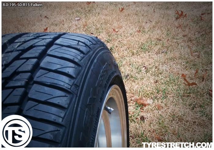 An example of tyre stretch: 195/50 R15 on 8.0J – FALKEN