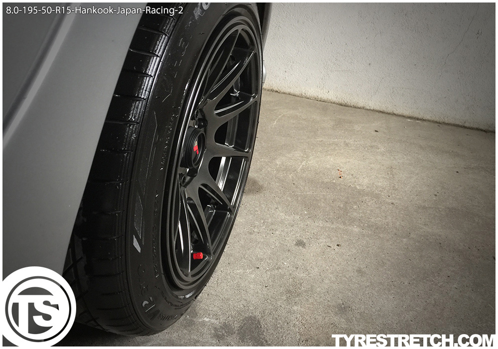 An example of tyre stretch: 195/50 R15 on 8.0J – HANKOOK (JAPAN RACING)