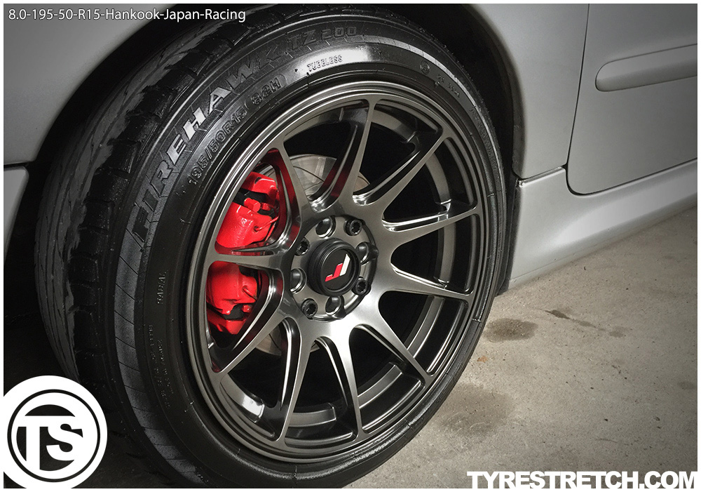 An example of tyre stretch: 195/50 R15 on 8.0J – HANKOOK (JAPAN RACING)