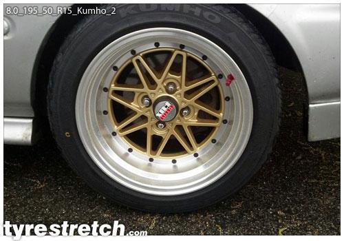 An example of tyre stretch: 195/50 R15 on 8.0J – KUMHO