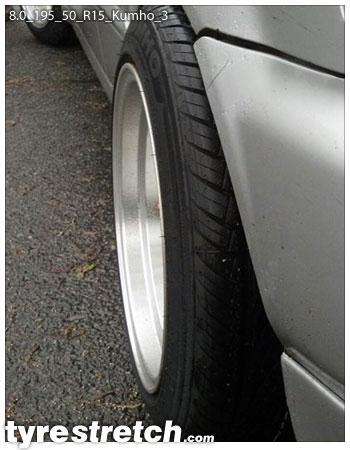 An example of tyre stretch: 195/50 R15 on 8.0J – KUMHO