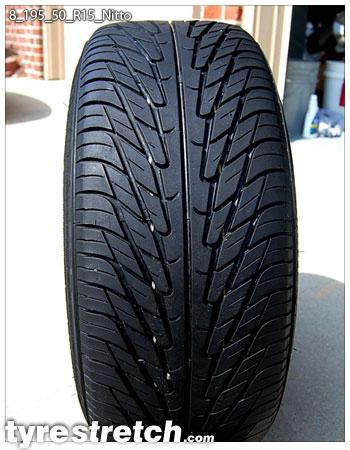 An example of tyre stretch: 195/50 R15 on 8.0J – NITTO