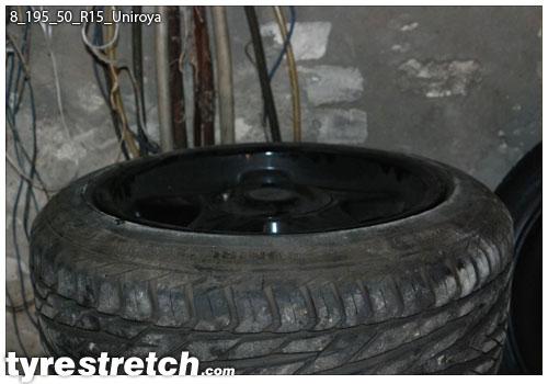 An example of tyre stretch: 195/50 R15 on 8.0J – UNIROYAL