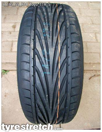 An example of tyre stretch: 195/55 R14 on 8.0J – TOYO