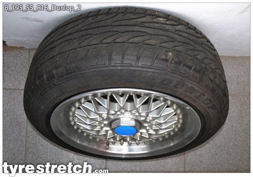 An example of tyre stretch: 195/55 R16 on 8.0J – DUNLOP