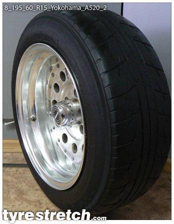 An example of tyre stretch: 195/60 R15 on 8.0J – YOKOHAMA