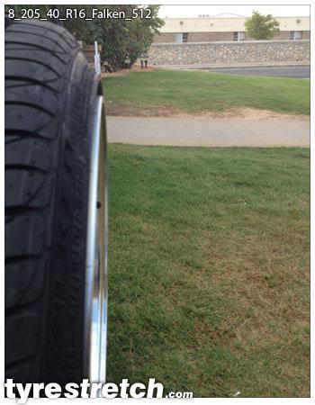 An example of tyre stretch: 205/40 R16 on 8.0J – FALKEN