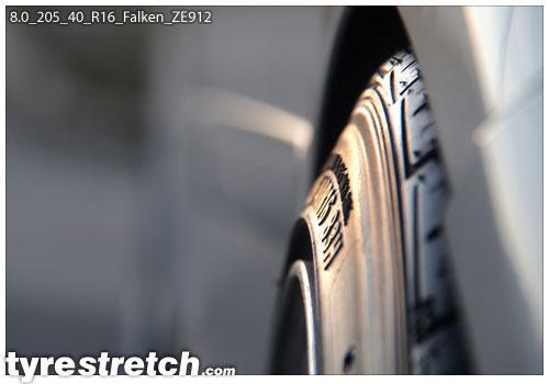 An example of tyre stretch: 205/40 R16 on 8.0J – FALKEN