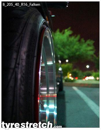 An example of tyre stretch: 205/40 R16 on 8.0J – FALKEN