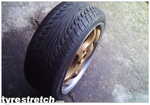 An example of tyre stretch: 205/40 R17 on 8.0J