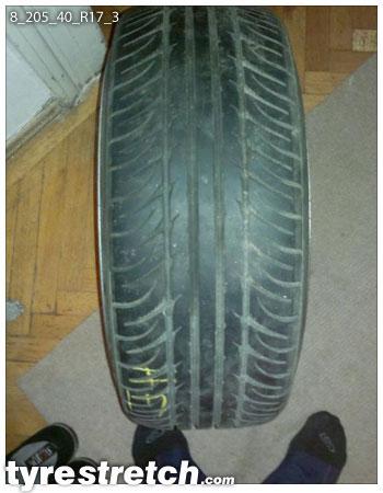 An example of tyre stretch: 205/40 R17 on 8.0J