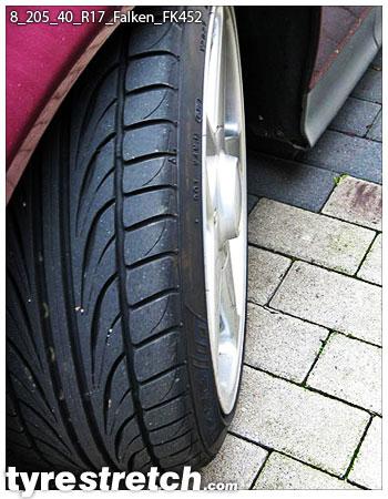 An example of tyre stretch: 205/40 R17 on 8.0J – FALKEN
