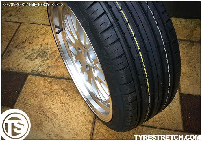 An example of tyre stretch: 205/40 R17 on 8.0J – HIFLY (JR)