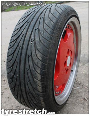 An example of tyre stretch: 205/40 R17 on 8.0J – NANKANG