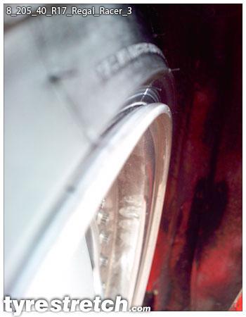 An example of tyre stretch: 205/40 R17 on 8.0J – REGAL