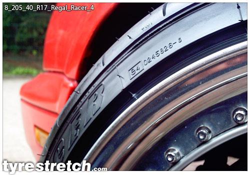 An example of tyre stretch: 205/40 R17 on 8.0J – REGAL