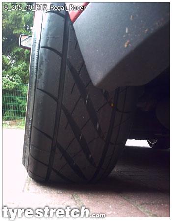 An example of tyre stretch: 205/40 R17 on 8.0J – REGAL