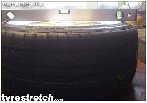An example of tyre stretch: 205/40 R17 on 8.0J – VSP