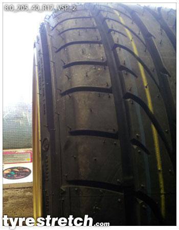 An example of tyre stretch: 205/40 R17 on 8.0J – VSP