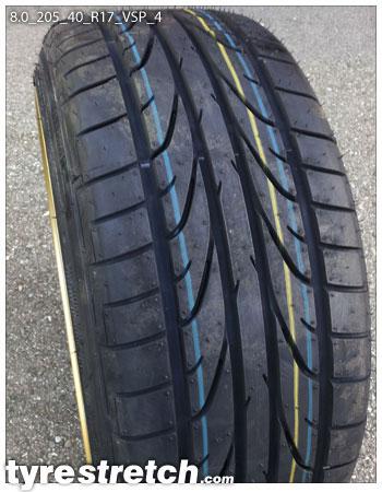 An example of tyre stretch: 205/40 R17 on 8.0J – VSP