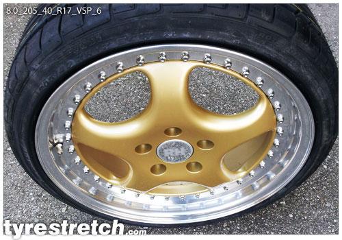 An example of tyre stretch: 205/40 R17 on 8.0J – VSP
