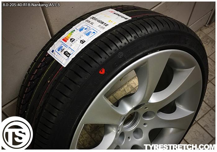 An example of tyre stretch: 205/40 R18 on 8.0J – NANKANG