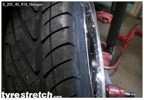 An example of tyre stretch: 205/40 R18 on 8.0J – NITTO